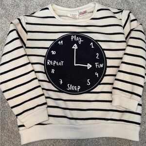 Zara Baby Clock Sweatshirt 18–24 Months Play Fun Sleep Repeat Stripe Pullover